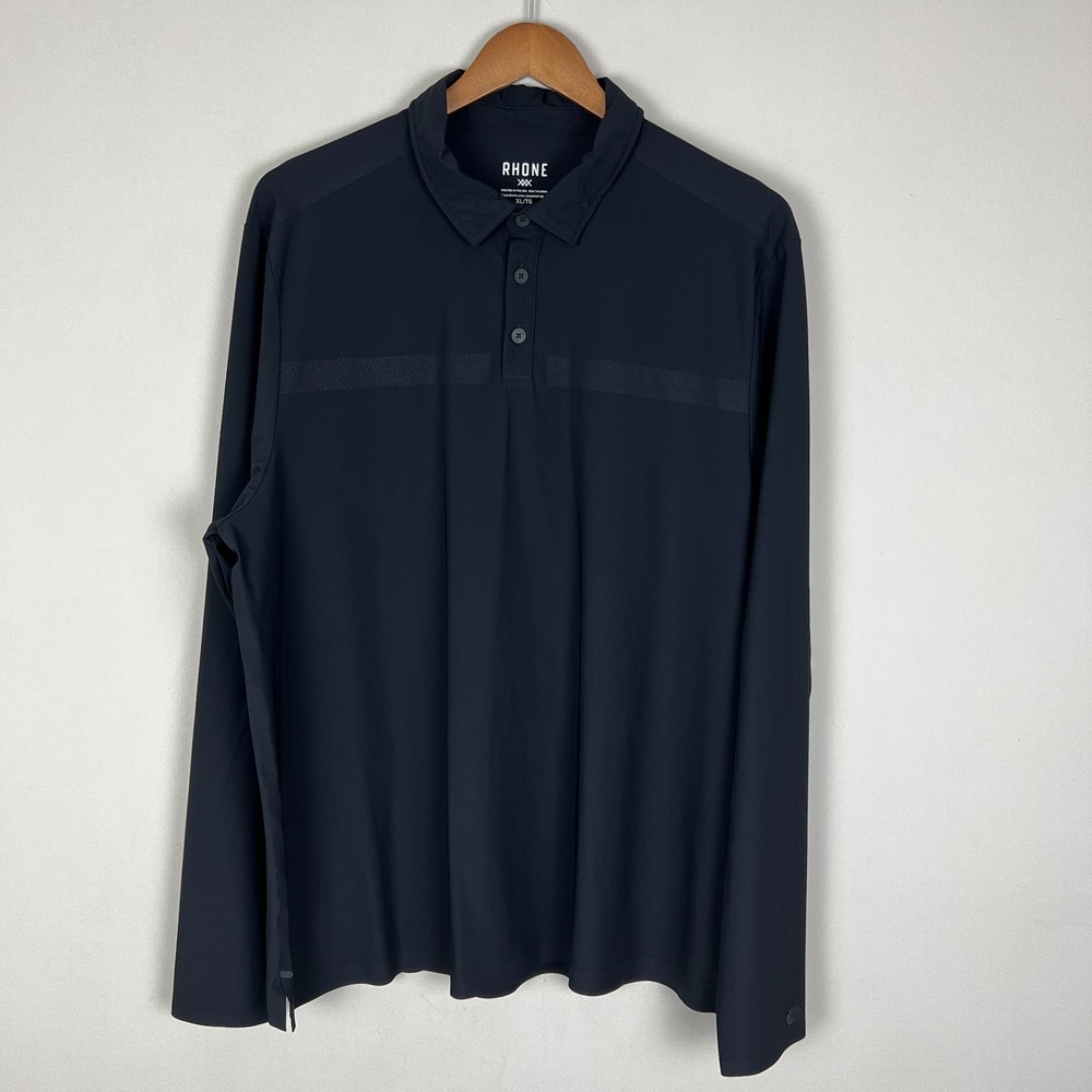 Rhone Commuter Pullover Polo Shirt Mens XL Black Golf Long Sleeve Performance